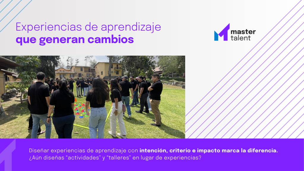 Equipo participando en una experiencia de aprendizaje corporativo al aire libre diseñada por Master Talent para fortalecer habilidades, conexión y transformación organizacional.